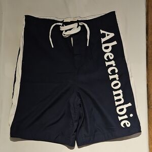Abercrombie & Fitch Navy Athletic Shorts with White Logo